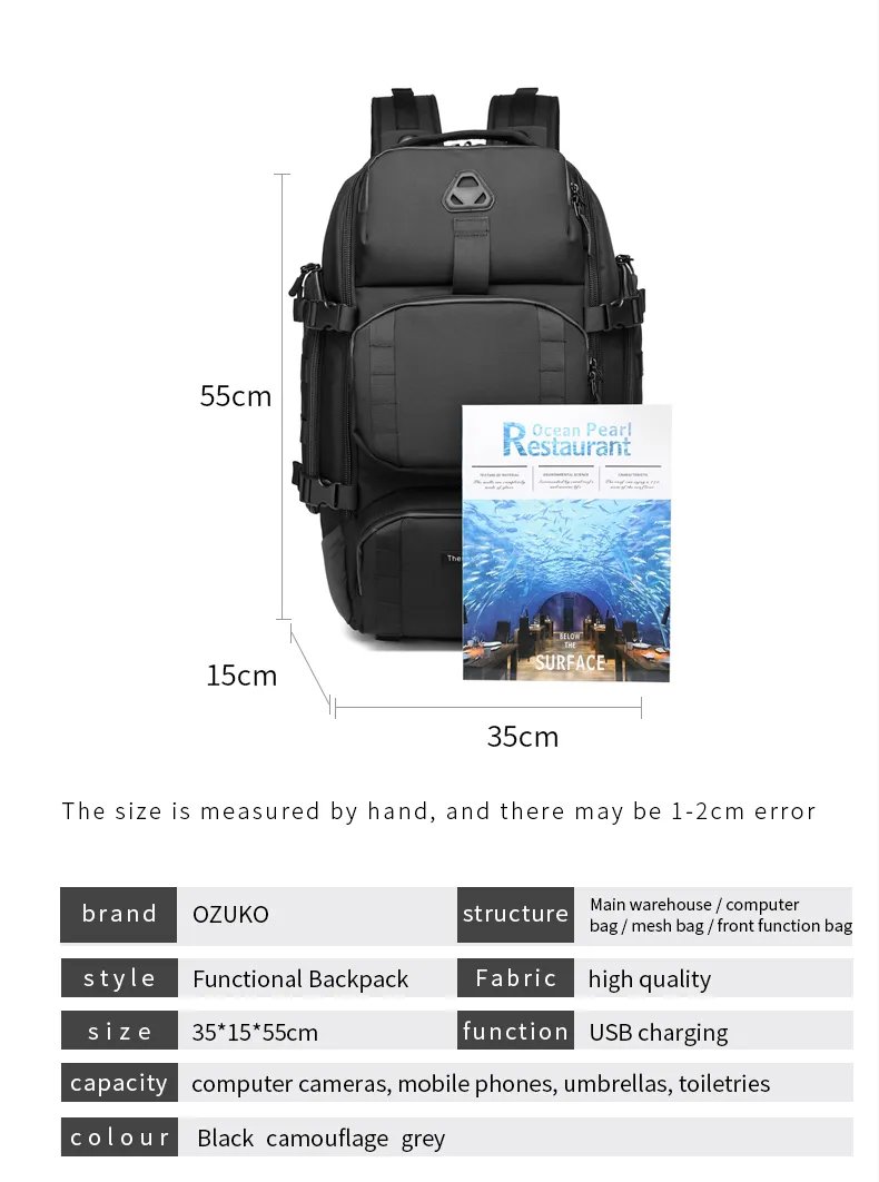 Ozuko 9386 Waterproof Travel Backpack – photo 6