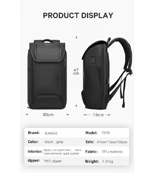 BANGE BG-7276 Waterproof TSA Lock Backpack – photo 2