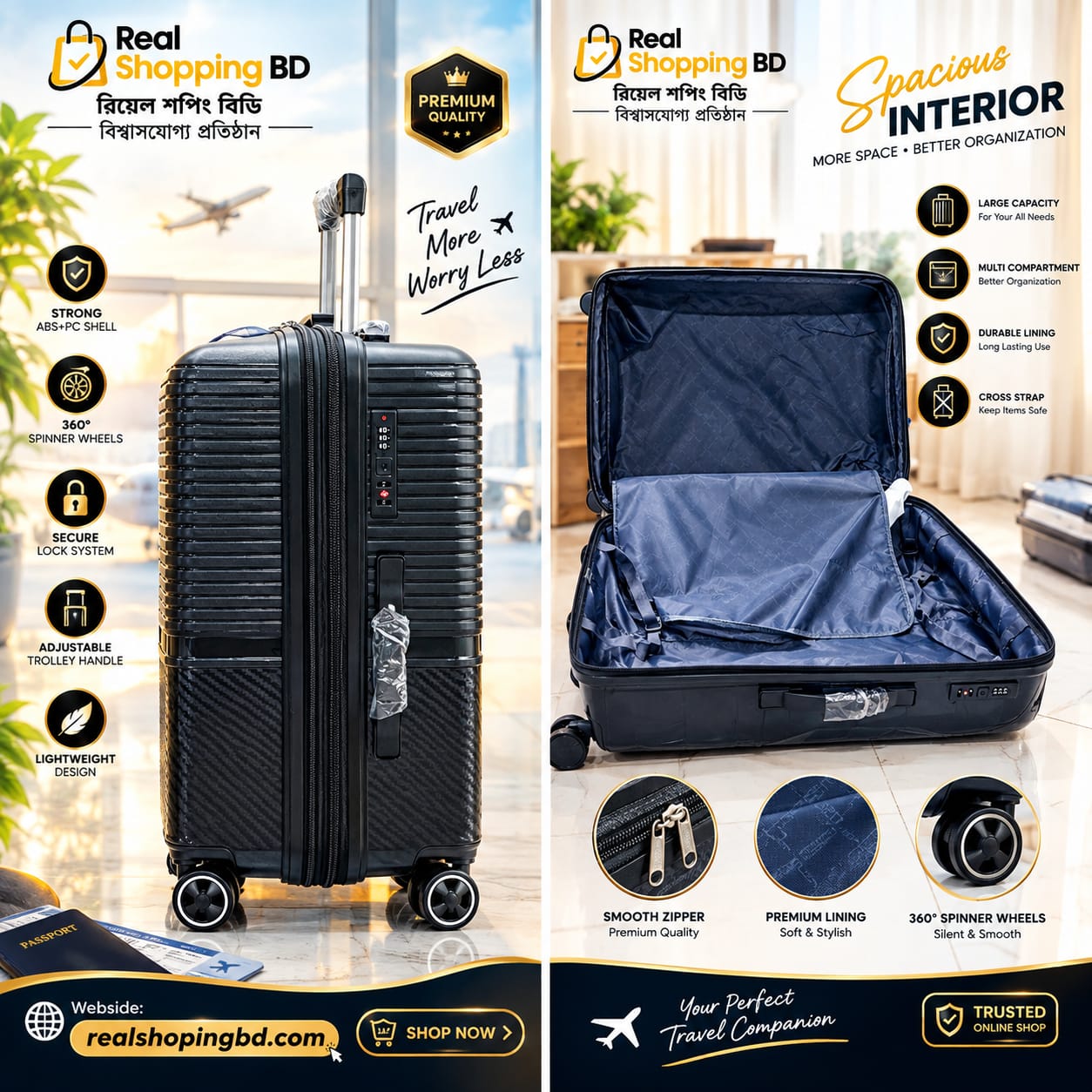MD PP Body Trolley Luggage Set (3 Pcs) – photo 2