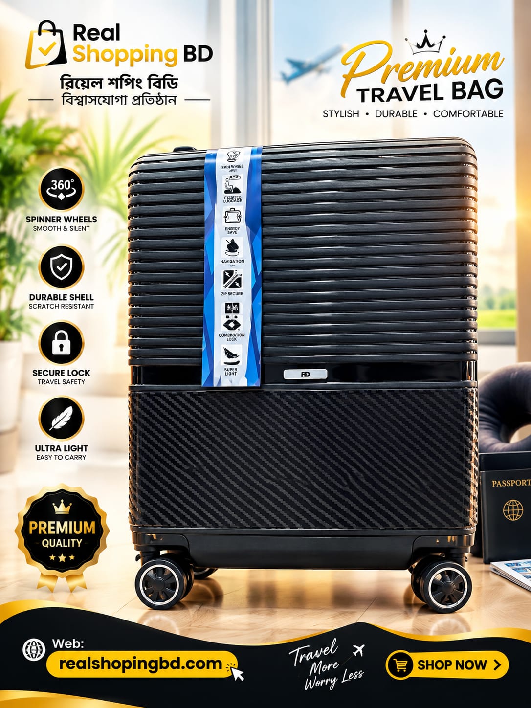 MD PP Body Trolley Luggage Set (3 Pcs) – photo 4